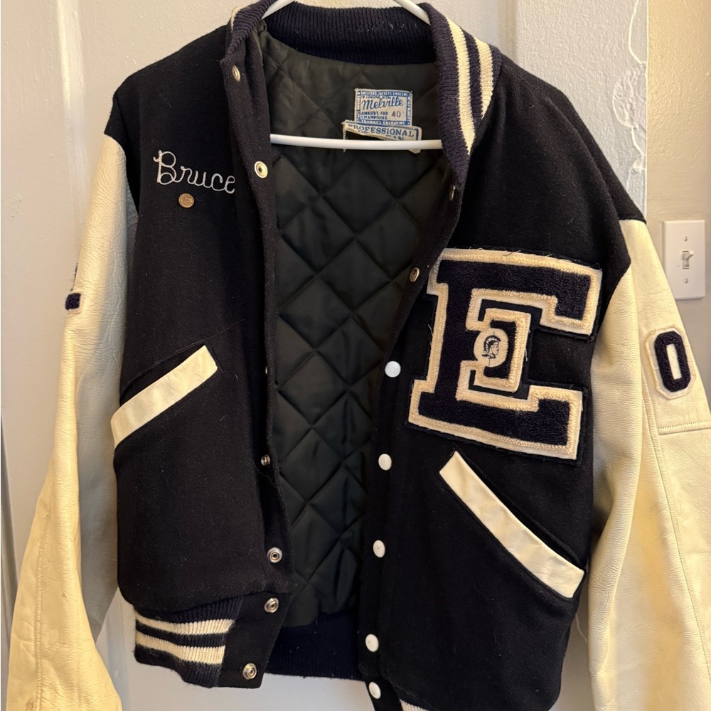 Black and Cream Varsity Jacket